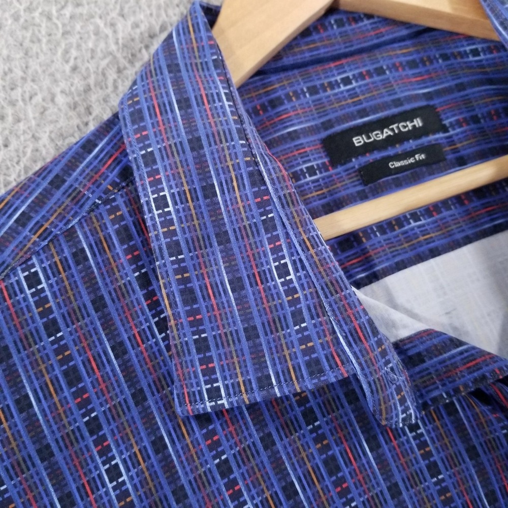 Bugatchi Shirt Mens XXL Blue Classic Fit Performance Sport Tech Commuter Nylon